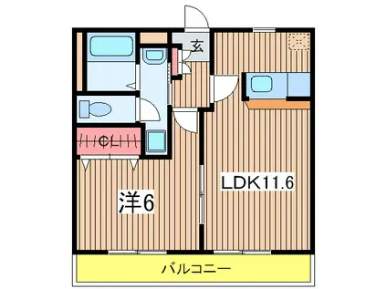 ウエスト HILL II(1LDK/1階)の間取り写真