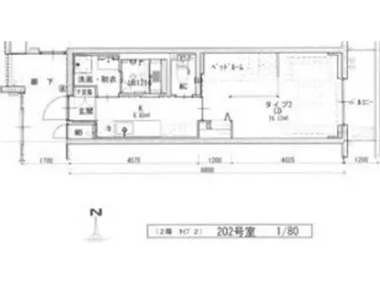 FLAT御器所(1LDK/2階)の間取り写真