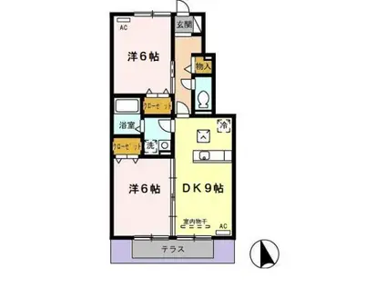 グランディールC(2DK/1階)の間取り写真