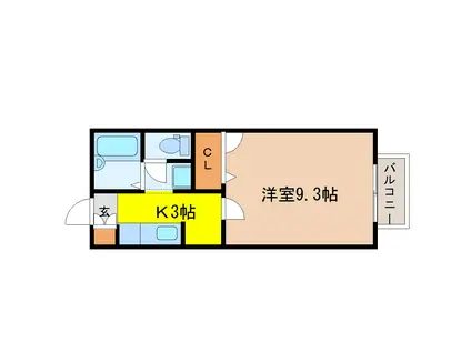 プレジオOHII(1K/2階)の間取り写真