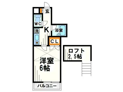 つつじヶ丘ホームズ(1K/1階)の間取り写真