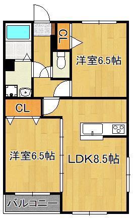 高峰第6晴和ビル(2LDK/1階)の間取り写真