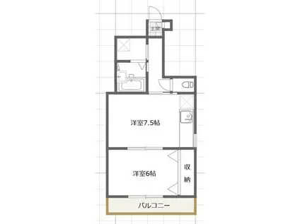 サングレース千歳台(1DK/4階)の間取り写真