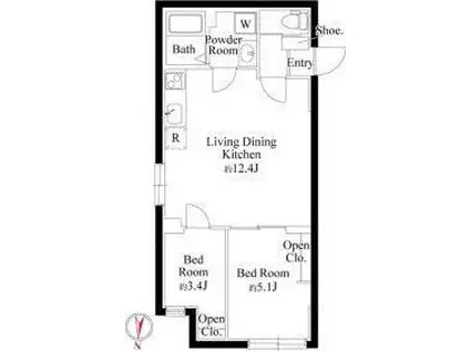 CASAFIORE南千住(2LDK/1階)の間取り写真