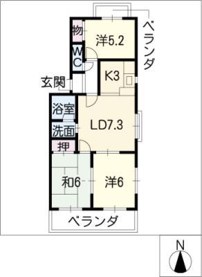 メゾンメルベーユ(3LDK/3階)の間取り写真