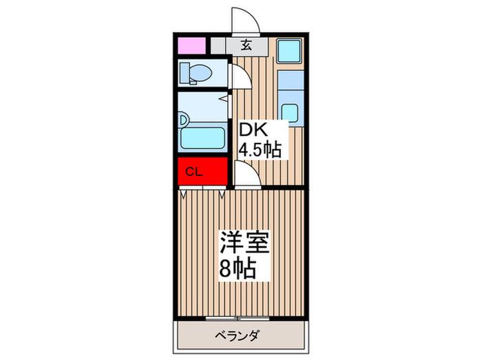 ニューエチュード 2号館(1DK/2階)の間取り写真