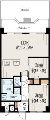 トーア南晴海マンション(2LDK/1階)の間取り写真