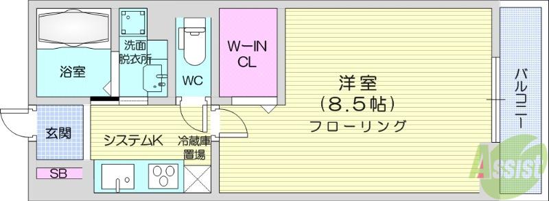 プルミエール中倉(1K/3階)の間取り写真