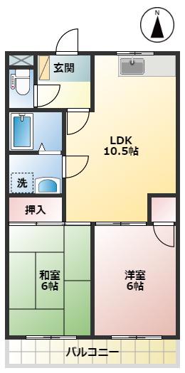 寿マンション(2LDK/2階)の間取り写真