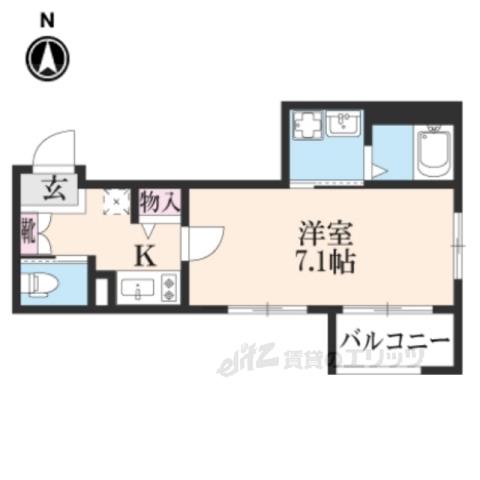 アクアプレイス京都北白川211(1K/2階)の間取り写真