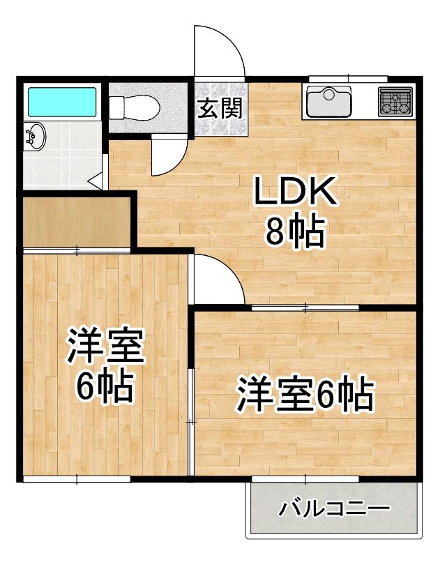 パールメゾン泉田(2LDK/2階)の間取り写真