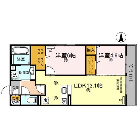 ビギ―ウエスト(2LDK/2階)の間取り写真