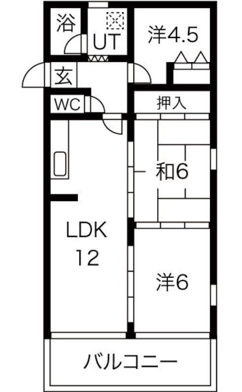 ベルハイツ西尾(3LDK/2階)の間取り写真