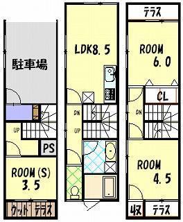 PORT COLLINE(2SLDK/1階)の間取り写真