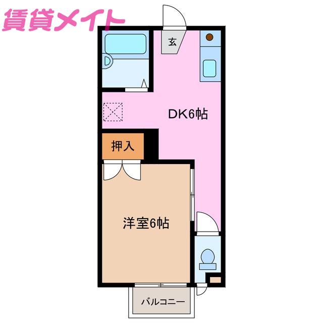 メゾンフジワラ(1DK/1階)の間取り写真