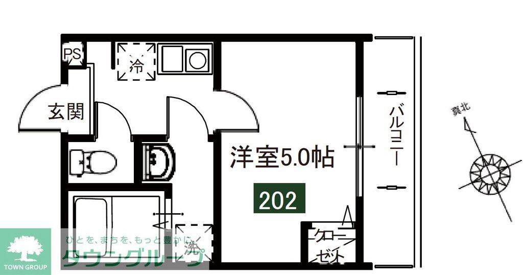 メルディア東大宮III(1K/2階)の間取り写真