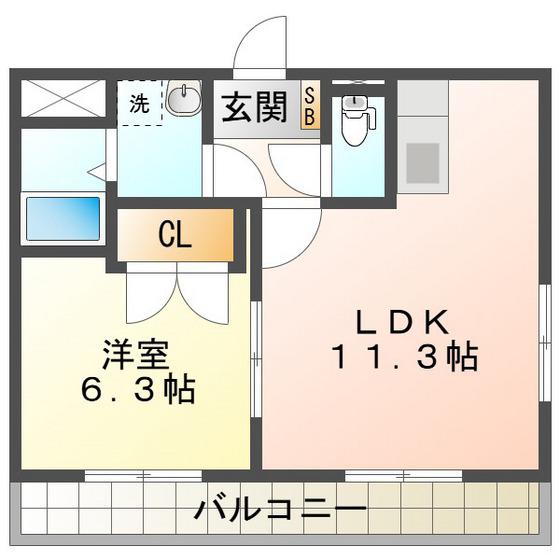 ピアリー(1LDK/2階)の間取り写真