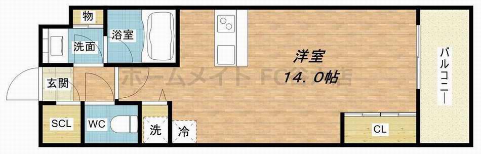 ヴェルテックス(ワンルーム/4階)の間取り写真
