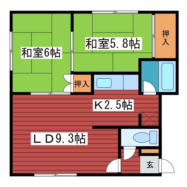 ダコタハウス(2LDK/1階)の間取り写真