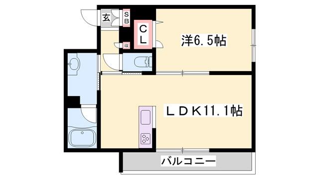 シャーメゾン龍野町(1LDK/2階)の間取り写真