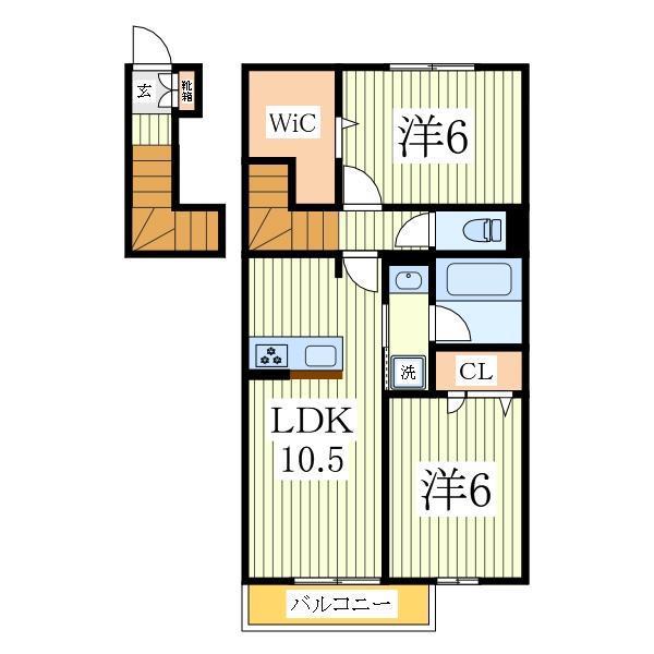 ラプエルタ(2LDK/2階)の間取り写真