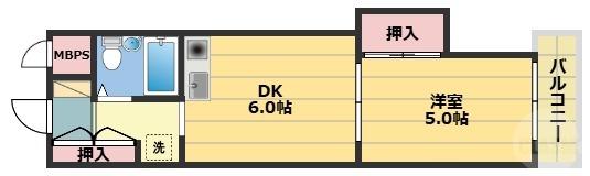 サンヒルズ(1DK/1階)の間取り写真