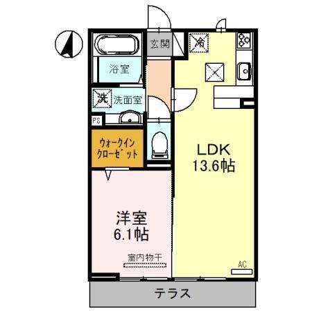グランウィステリア(1LDK/1階)の間取り写真