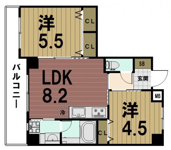 ラティス東野アネックス(2LDK/3階)の間取り写真