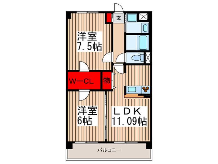 MS SQUARE(2LDK/1階)の間取り写真
