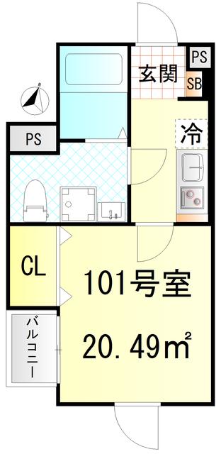 CFジオーレ北綾瀬テラス(1K/1階)の間取り写真