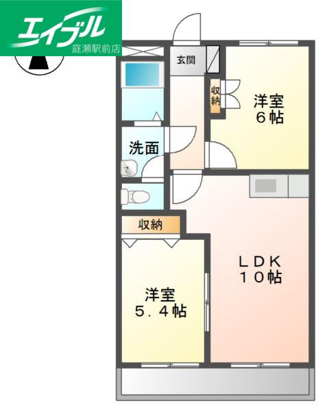アメニティーハイツ2(2LDK/2階)の間取り写真