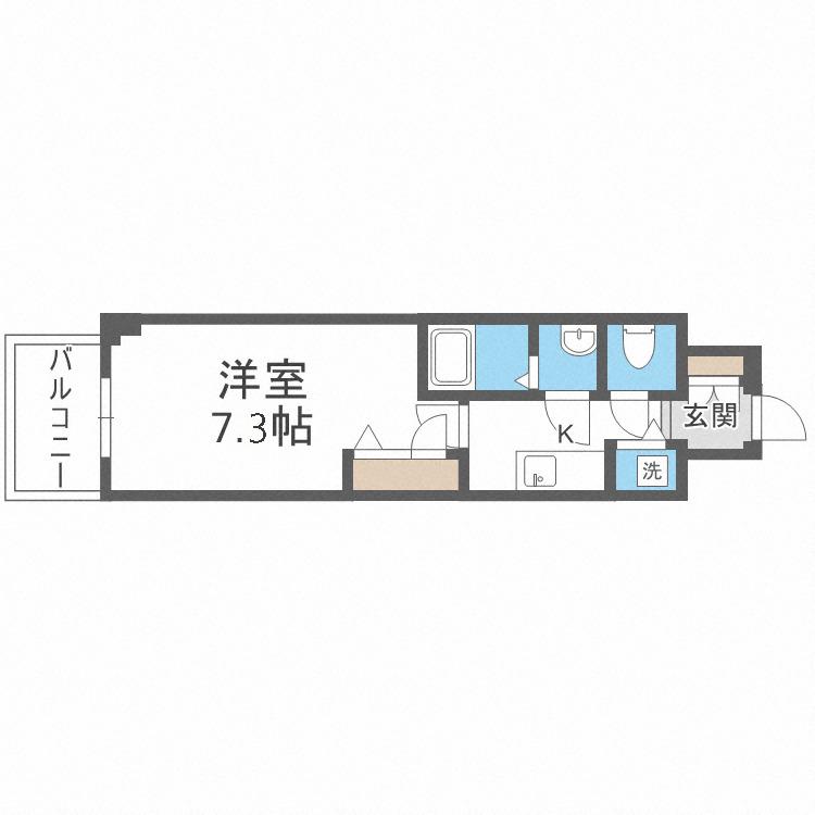 プランドール北浜(1K/4階)の間取り写真