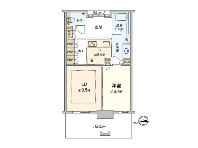 グラングリーン大阪 THE ノース RESIDENCE(1LDK/5階)の間取り写真