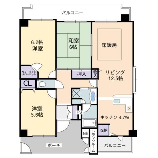 ライフガーデン吾妻壱番館(3LDK/5階)の間取り写真