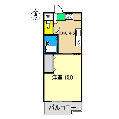 NKオーシャンヒル(1DK/1階)の間取り写真