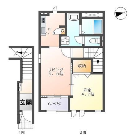 エレガンス荒井II(1LDK/2階)の間取り写真
