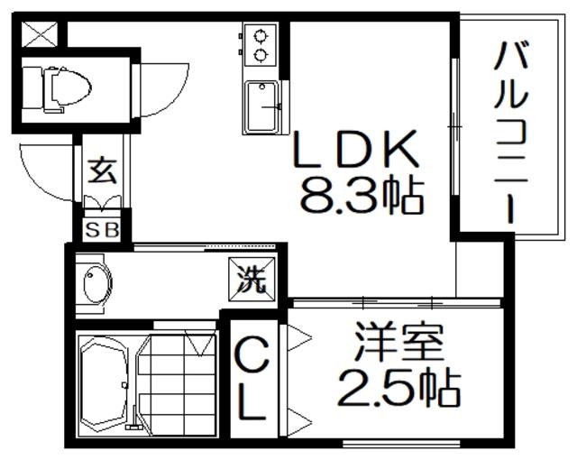 リアコート枚方御殿山ノース(1LDK/3階)の間取り写真