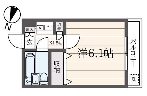 ハイライズ座間(1K/1階)の間取り写真