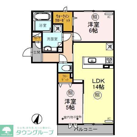 ロイジョントパークスレイクタウン II B(2LDK/3階)の間取り写真