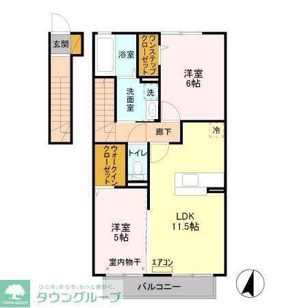 スクエア(2LDK/2階)の間取り写真