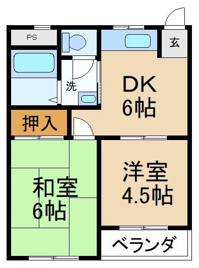 イズミビル(2DK/3階)の間取り写真