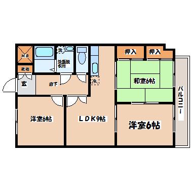 ラフェリオ長町南(3LDK/2階)の間取り写真