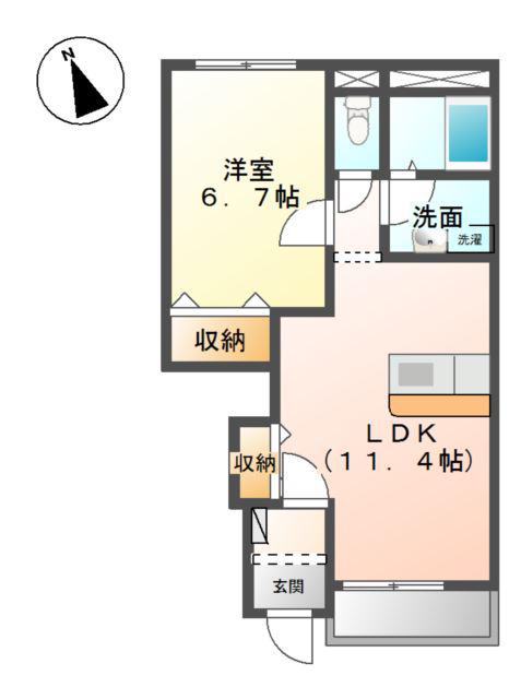 JR常磐線 磯原駅 徒歩32分 2階建 築17年(1LDK/1階)の間取り写真