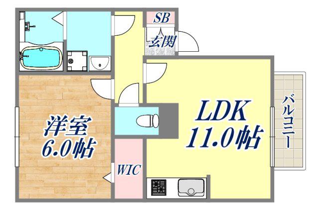 クレスト西宮東(1LDK/2階)の間取り写真