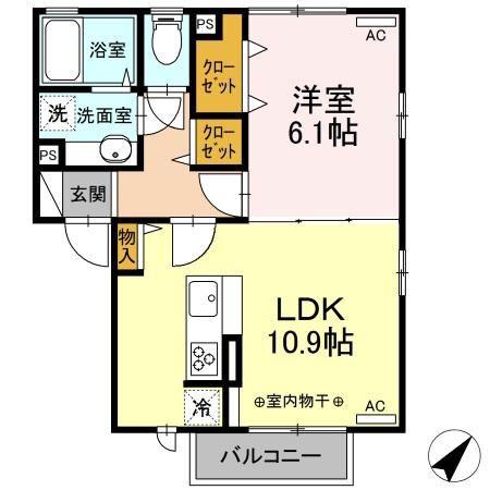 エヴァーヒルズ(1LDK/2階)の間取り写真