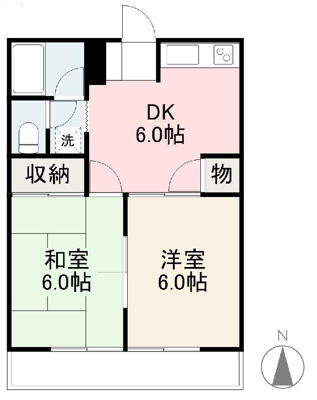 メゾン石井(2DK/3階)の間取り写真