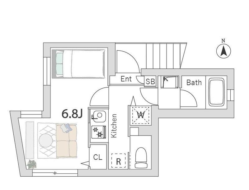 ROOMS三軒茶屋(1K/2階)の間取り写真