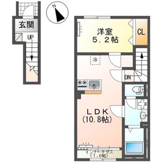 フェイジョアD(1LDK/2階)の間取り写真