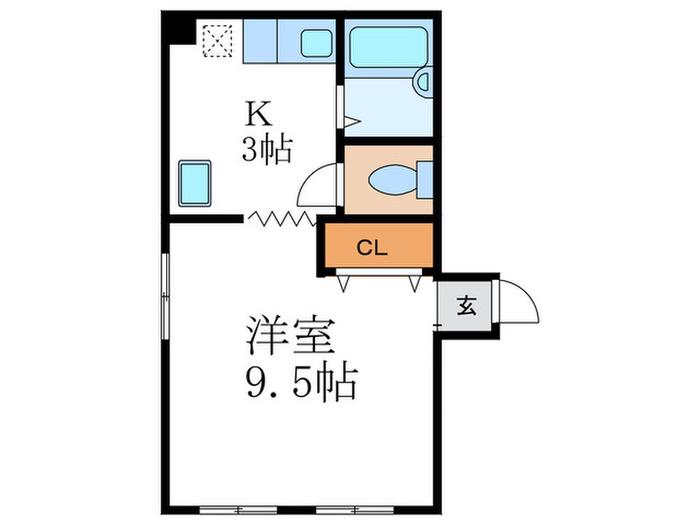 洛北松柏(1K/3階)の間取り写真