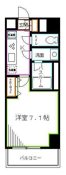 ロイヤルプレイス西荻窪(1K/6階)の間取り写真